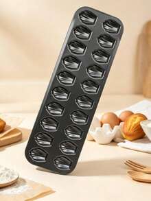 20-Cavity Nonstick Carbon Steel Mini Madeleine Pan, French Shell Cake Mold, Oven Bakeware - Black - View 3