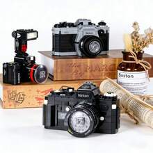 608pcs Mini Building Blocks Set, Stress Relief & Anxiety Relief Toy For Adults, Creative Camera Model Assembly Ornament, Perfect Birthday Gift, Exquisite Vintage Camera Style Blocks (Includes Stickers) - Multiple Colors - View 2