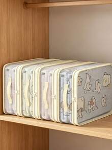 Foldable Bed Sheet Storage Bag Large Capacity Home Clothing Storage Box Space-Saving Transparent Blanket Strong Zipper Design Suitable For Clothes Blankets Room Home Bedroom Decor Storage Travel Essentials - Multicolor - View 8