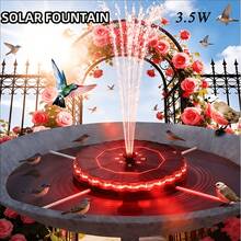 Upgraded 3.5W Solar Fountain With Colorful LED Ring Light And 2000mAh Build-In Battery,  Floating Solar Powered Bird Bath Fountains Water Feature Pumps, 7 Nozzle And 4 Fixers For Garden Pond Pool, Patio - Black - View 10
