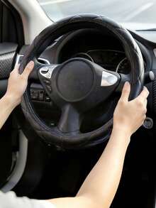 1PC Leather Casual Steering Wheel Cover - Multicolor - View 2