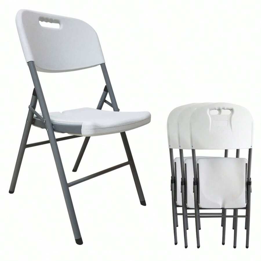 Silla Plegable Plástico Blanca Reforzada Pack 4 piezas - Blanco - Ver 1