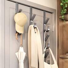 Non-Punching Wall-Mounted Coat And Hat Rack With Strong Load-Bearing Capacity, Featuring Hooks Behind Dormitory Doors, A Key Bag, Hat Storage Rack, Backpack Hooks, Suitable For Bathrooms, Bedrooms, Wardrobes, And Multifunctional Hooks - Multicolor - View 2