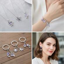 5/20pcs Purple Rhinestone Charms Bow Star Moon Heart Butterfly Bear Pendant For DIY Bracelet Necklace Earring Coquette Y2K Jewelry Making Findings - Purple - View 7