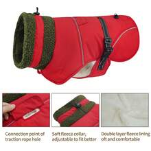 Dog Winter Coat, High Visibility Adjustable Dog Jacket, Thick Fleece Lining, Suitable For Cold Weather Dog Clothing, Suitable For Medium And Large Dogs - Red - View 4