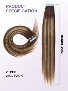 20片電影感接髮片 真髮 14-22英吋 無縫雙面膠片式接髮 Ins風 直髮 隱形接髮片 適合派對與日常配戴 - SP4/24 - 查看 8