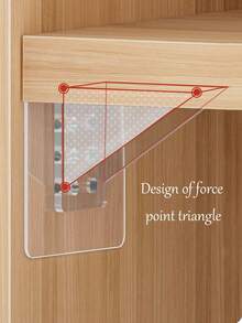 10/8/6/1pc No-Drill Partition Brackets, Wardrobe Cabinet Layered Shelf Brackets, Triangular Brackets, Bookshelf Layered Brackets, Seamless Installation, Adjustable Telescopic Brackets, Glass Layered Shelf Brackets Dedicated - Clear - View 4