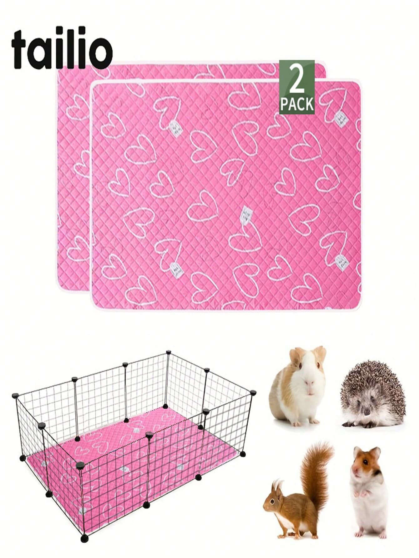 2pcs[Reusable Pet Mat]Washable And Reusable Pet Cage Mat, Dog Training Mat | 3 Sizes Available, Polyester Fiber Bottom Mat, Suitable For Hamsters, Rabbits, Squirrels, Cats, Dogs And Reptiles - Durable And Versatile Pet Mat
