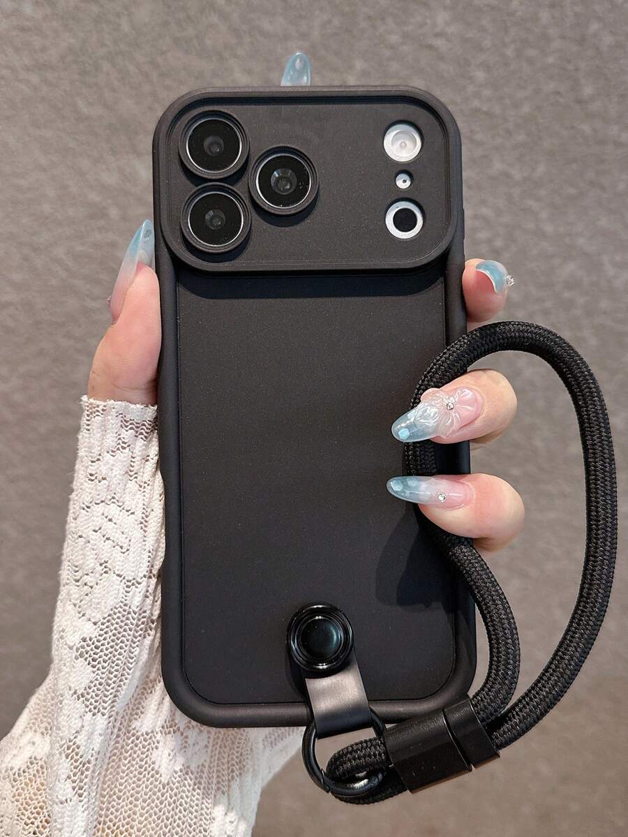 Casing Ponsel Soft Step Tahan Guncangan Full Coverage Hitam + Tali Pergelangan Tangan untuk iPhone 18 Pro Max/18 Pro/18/17 Pro Max/17 Pro/17/16 Pro Max/16/16 Pro/16 Plus/15/15 Pro Max/15 Pro/15 Plus/11/12/13/14 Pro Max/12 Pro/12 Pro Max/13 Pro/13 Pro Max/14 Pro/14 Pro Max/14 Plus, Gaya Estetika Kelas Atas