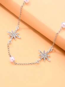 1pc Heart-Shaped Rhinestone Embellished Sexy Leg Chain, Suitable For Valentine's Day, Nightclub Outfit Body Chain - Silver - View 6