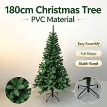 Classic Green 1.8m Large Christmas Tree, Nordic Style Artificial Tree, Dense ‑Friendly PVC, Decorative Ornament For Home And Hotel - Green - View 6