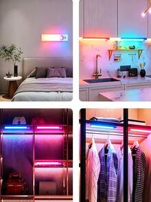 3pcs Human Body Sensing RGB LED Atmosphere Light Bar, Magnetic Rechargeable Color Gradient Light, Multi‑Mode Gaming Desk Closet Cabinet Bedroom Decor Night Light - RGB LED Strip Light - View 9