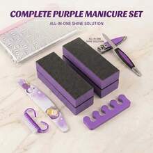 20/10/5pcs Nail Buffer Sponge Sanding Polishing File 80/120 Grit 3-Sided Nail File For Manicure Tools (Purple Black), Purple Black Sponge Sanding Block Suitable For Halloween, Christmas Manicure Production, First Choice For Manicure Tools, Pre-Treatment Tool For Press-On Nails - Multicolor - View 2