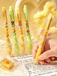 2/6pcs Set Cute Gel Pen Set, 0.5mm Ball Point Tip, Smudge-Proof, Smooth Writing, Comfortable Grip, Suitable For Daily Writing, Office, Signing, Carbon Ink, Back To School - Chuan Chuan Le Gel Pen - View 4