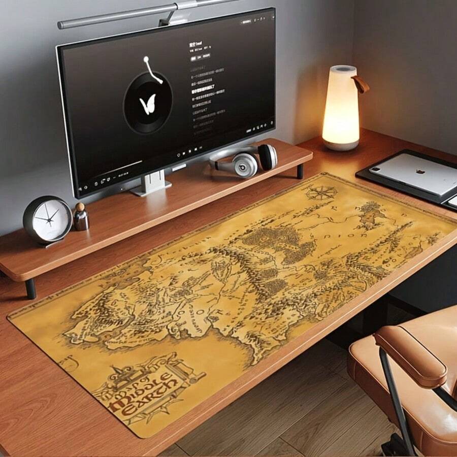 Esports Gaming Mouse Pad Featuring A Vintage, Yellowed, Hand-Drawn Map Design; A Non-Slip, Washable Rubber Desk Mat That Serves As A Stylish, Dirt-Resistant Accessory For Gaming And Study Setups-An Ideal Gift For Gamers. - Mouse Pad - View 1