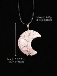 Natural Crystal Moon Tree Of Life Pendant, Healing Crystal Stone Necklace, Meditation Healing Natural Crescent Moon Pendant - Moon Pendant - View 8