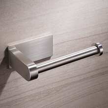 Wall-Mounted Drill-Free Toilet Roll Holder, Self-Adhesive Stainless Steel Toilet Roll Holder, Bathroom Storage Rack - Silver - View 9