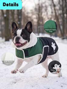 Halloween Thick Dog Coat, Soft Fleece Lining, With Replaceable Embroidered Hook And Loop, Adjustable Design, Easy And Convenient, Suitable For Medium And Large Dog Festival Gifts - Dark Green - View 7