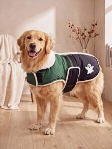 Halloween Thick Dog Coat, Soft Fleece Lining, With Replaceable Embroidered Hook And Loop, Adjustable Design, Easy And Convenient, Suitable For Medium And Large Dog Festival Gifts - Dark Green - View 14