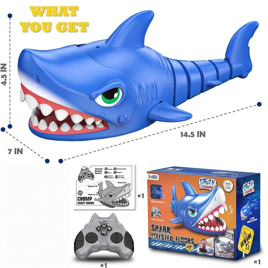 Shark Toy For Kids, Shark Toys For Boys And Girls, Sensory Fidget Toy, Ocean Animal Toy, Party Favors And Goodie Bag Stuffers, Back To School Prize, Halloween And Christmas Gift For Kids - Blue - View 1