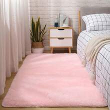 1pc Luxury Pale Pink Fluffy Rug - Soft Plush Polyester Mat, Soft & Comfortable, Machine Washable, Suitable For Bedroom And Living Room, Elegant Bedroom Carpet Bathroom Decor - Pink - View 6