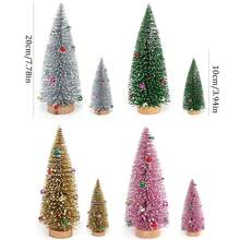 5pcs Set Snow Flocked Bottle Brush Christmas Tree, Multicolor Mini Pine Trees With Decorative Balls, Wooden Base, Desktop Winter Village Christmas Home Decor - Multicolor - View 7
