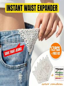 6pcs Premium Clothing Enlarger Patch Set, Instantly Rescue Tight Clothes, Side Seam Extension Kit With Needles And Buttons - A - View 9