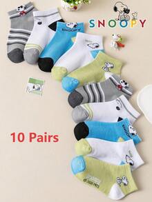 10/5/1 Pair Snoopy Kids Socks, Sports Striped Socks With Puppy Pattern, Short Socks For Autumn/Winter, Suitable For Students, Gift And Daily Use - Multicolor - View 16