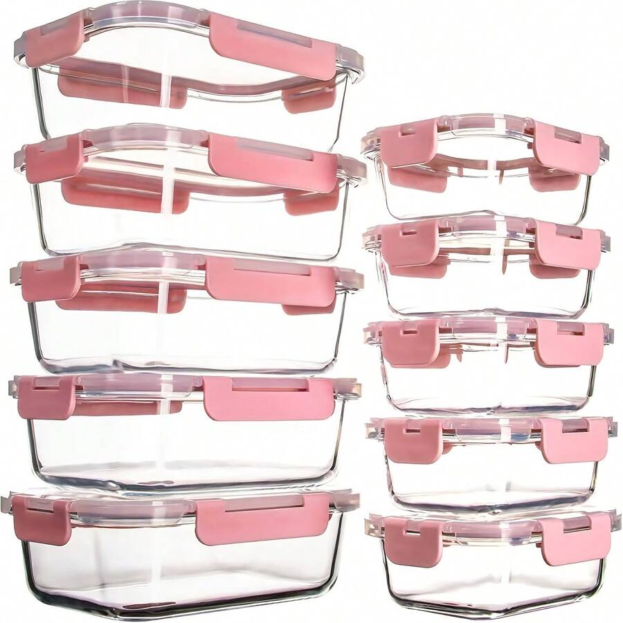 10-Piece Set Of High Borosilicate Glass Food Storage Containers With Lids, Meal Prep Containers With Snap-Lock Lids, Airtight Lunch Boxes, Suitable For Home And Restaurant Use - View 1