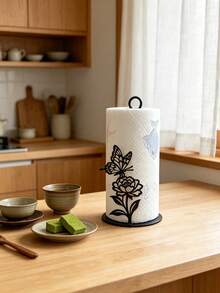 This Kitchen Paper Towel Holder Features Butterfly And Floral Patterns, Combining Elegant Design With Practical Functionality To Add A Stylish Touch To Your Kitchen - Multicolor - View 4