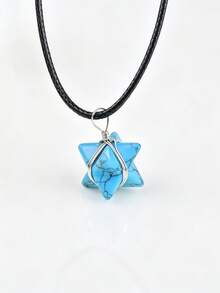 Merkaba Six-Pointed Star Natural Crystal Pendant Necklace, Meditation Healing Crystal Charm, Unisex Versatile - Merkaba Pendant - View 16