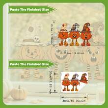 1PC 2D Funny Pumpkin Man Window Sticker, Home Window Holiday Atmosphere Decorative Decal - Multicolor - View 4