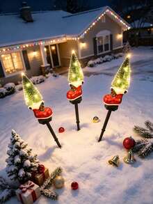 1pc Solar Powered Christmas Boot Stump Light, Outdoor Waterproof LED Pathway Light, Christmas Decorative Ground Light, Suitable For Yard Garden Lawn Holiday Decoration - Multicolor - View 5