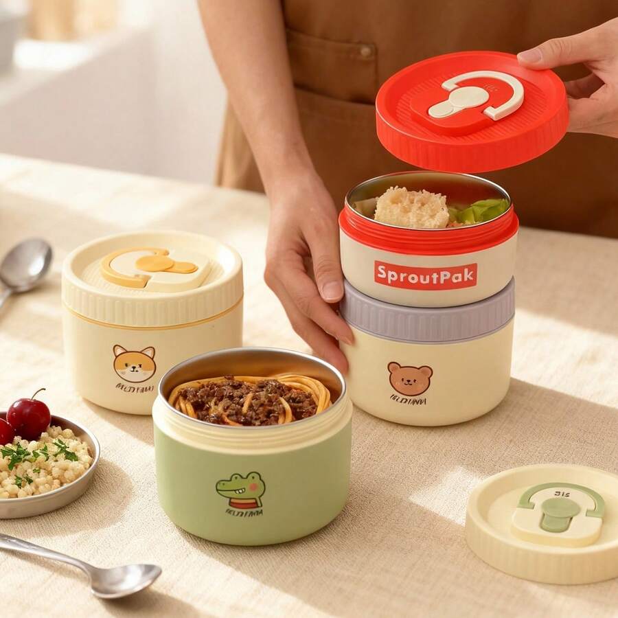 304 Stainless Steel Lunch Box, Bento Box Adult, Portable Insulated Lunch Container Set, Leakproof Microwaveable Hot Food Container, Cute Japanese Bento Box For School Student, Insulated Bowl With Lid, Tiffin Box, Food Warmer Container