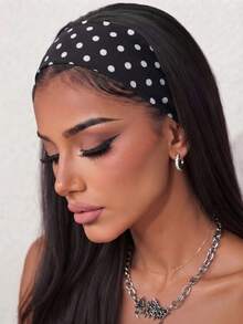 5pcs/1pc Women's Wide Soft Elastic Headband, Non-Slip Sweat-Absorbent, Sports Retro Polka Dot & Striped Fashion Hair Accessory, Daily Wear - Multicolor - View 2