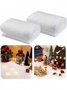 1pc White Christmas Snow Blanket 31.5*47.2 Inches, Artificial Snow Blanket, White Soft Fluffy Faux Snow Cover Cloth For Christmas Decoration, Cuttable And Patchable, Suitable For Creating Winter Wonderland Village Craft Background - White - View 7