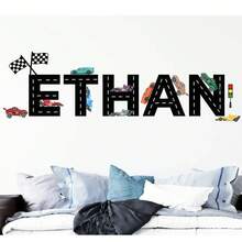 Custom Race Car Name Vinyl Wall Decal Boys Room Decor Sticker(Only For Stickers) - Multicolor - View 2
