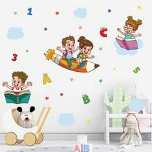 1pc Cartoon Pencil Wall Sticker For Kindergarten School Children Reading - D - View 2