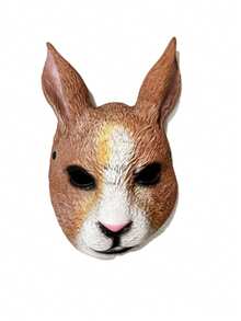 Two-Tone Realistic Rabbit Mask, 3D Plush Textured Breathable Animal Full Face Head Cover, Adult Easter Halloween Cosplay Costume, Escape Room Mystery Party Masquerade Funny Photo Prop - Multicolor - View 8