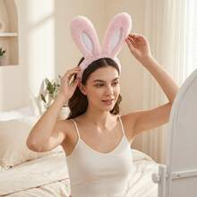 Pink Plush Rabbit Ear Headband, Soft Fuzzy Rabbit Ears Hair Accessory, Cute Rabbit Headpiece For Women And Girls, Suitable For Cosplay, Easter Party And Makeup Styling - Multicolor - View 6