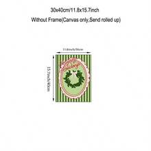 1pc Coquette Pink Bow Christmas Wreath Canvas Wall Art, Happy Holidays Poster Print, Vintage Preppy Green Striped Painting Picture Artwork, Cute Holiday Wall Decor For Girls Bedroom Home Unframed Or Framed/Wooden Hanging - Pattern - View 17
