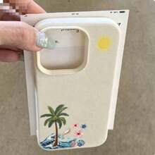 1件極簡夏季椰子樹粉色海龜花卉圖案手機殼，液態矽膠大孔防震軟殼保護套，適用於 /Apple 11/12/13/14/14 Plus/15/15 Plus/16/16 Plus/17/17 Pro 及其他機型 - 彩色 - 查看 5
