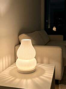 1pc Cream Style Vertical Striped Gourd Lamp Shade, Translucent Table Lamp Shade, Homestay Living Room Atmosphere Light Replacement Outer Lamp Shade - Gourd Lampshade - View 7