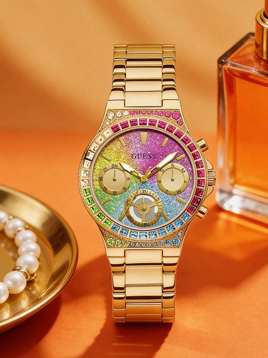 GUESS Eclipse 系列 全玫瑰金 PVD 不鏽鋼女款計時碼錶，拋光金屬錶帶 GW0258L1 - 均碼 - 查看 1