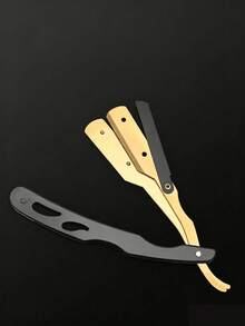 100pcs Single Edge Razor Blades And 1pc Manual Shaving Razor Stand For Men Stainless Steel Straight Razor Beard & Mustache Shaving Knife Tool - Multicolor - View 4
