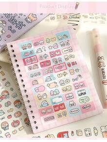 Este es un lindo libro de pegatinas DIY, que contiene talla grande de 1000 materiales de pegatinas lindas sin cortar, incluido un pequeño libro de pegatinas de nariz. Su característica es que tiene varios patrones lindos, adecuados para planificadores creativos lindos para collage de etiquetas, diarios de basura y accesorios decorativos de planificación creativa de múltiples escenarios. - Unitalla - Ver 18