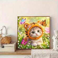 1PC DIY 5D Diamond Painting Kit Cute Cat Pattern - Round Full Drill Art Mosaic Craft, Home Wall Decor, Unframed - No Frame - View 3