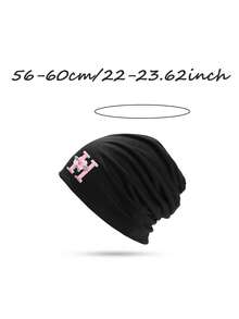 1pc Unisex 26 Letters Slouchy Beanie Hat,Black Soft Knit Stacked Hat,Casual Slouch Skull Cap,Spring/Fall Daily Wear For Outdoor Street Sport - Multicolor - View 6