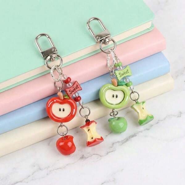 1PC Cartoon Lucky Fruit Decorative Handmade Wind Chime Ornaments 3D Fruit Pendant Resin Fruit Beaded