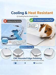Small Pet Aluminum Cooling Plate, Anti-Bite Round Corner Physical Heat Dissipation, No Electricity Needed, Multiple Sizes Suitable For Rabbits, Guinea Pigs, Hamsters, Summer Heat Protection Fast Cooling Pet Cooling Pad - Multicolor - View 8